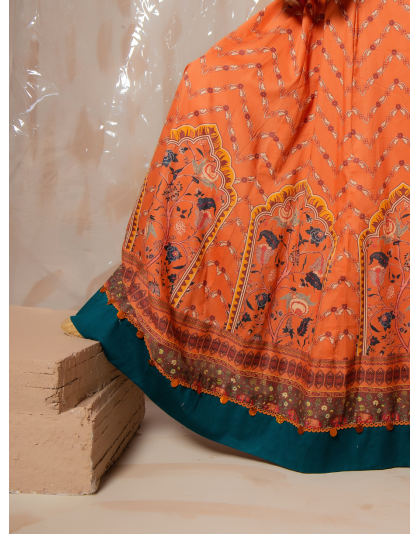 Coral Blossom Premium Lawn Frock Set