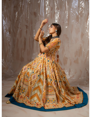 Mustard Heritage Premium Lawn 3 Piece Frock Set